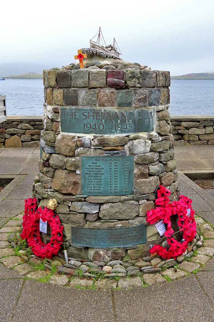 Shetland Bus memorial in Scalloway