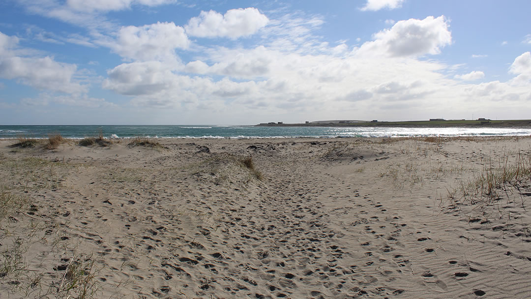 The beach which has built up at Barrier number 4