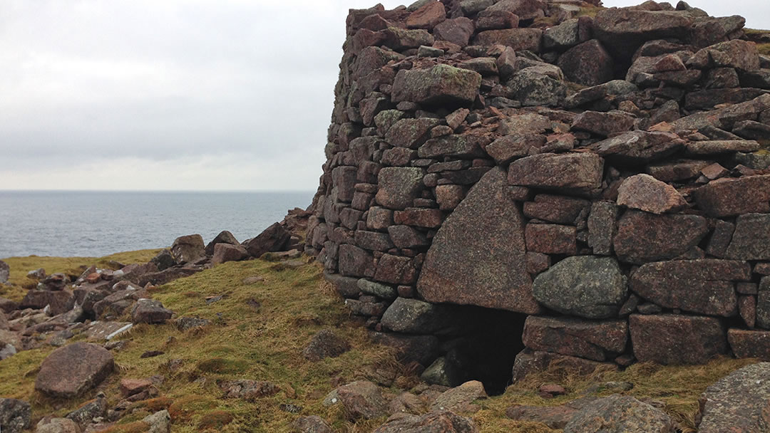 Triangular lintel at Culswick Broch, Shetland