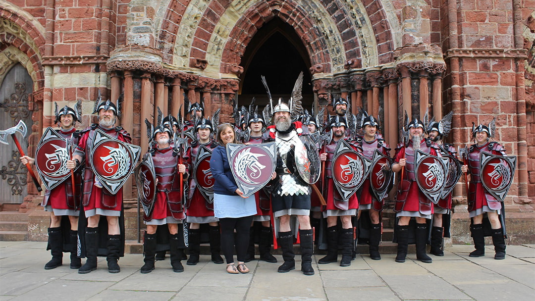Marketing Officer, Cheryl Kelday, with Jarl Squad at shield presentation
