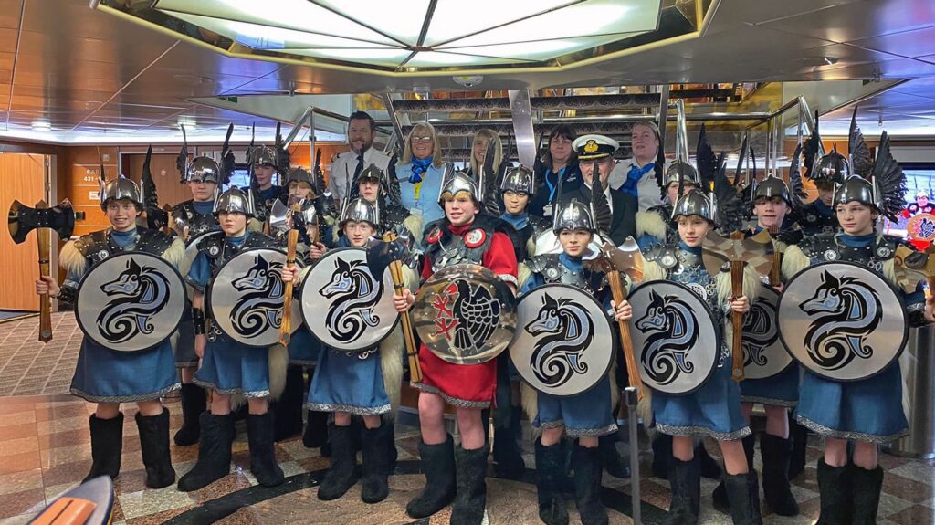 Hosting the Junior Up Helly Aa Jarl Squad lunch on board M.V. Hjaltland in Lerwick