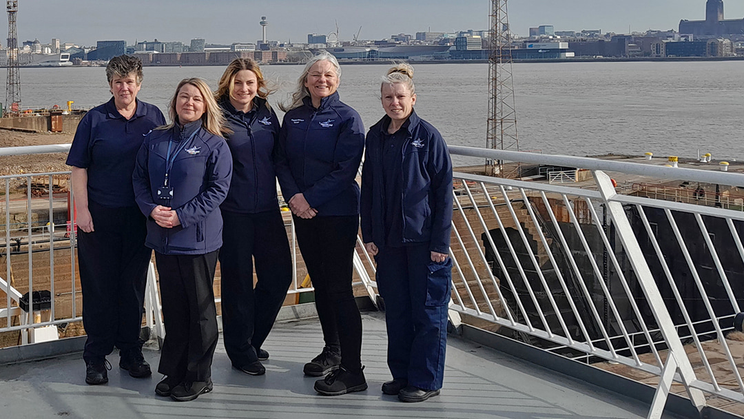 Female Crew on the MV Hjaltland during dry dock 2023