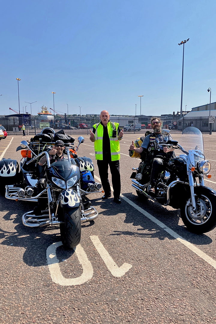 Bikers arriving at Aberdeen Ferry Terminal for Simmer Dim Rally