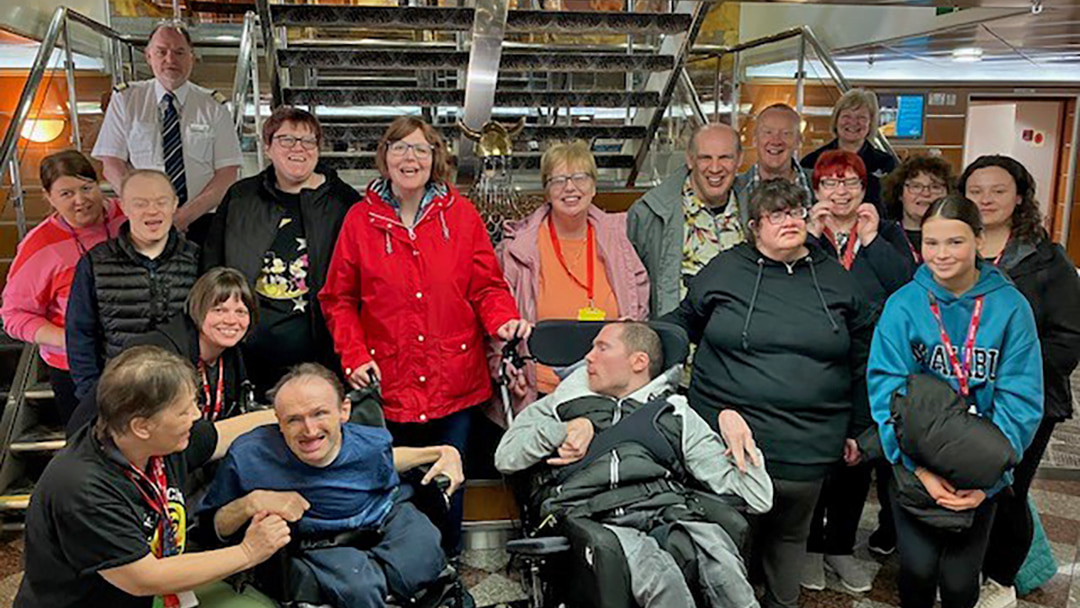Residents and staff of St James Court in Inverurie enjoying a tour of the MV Hjaltland