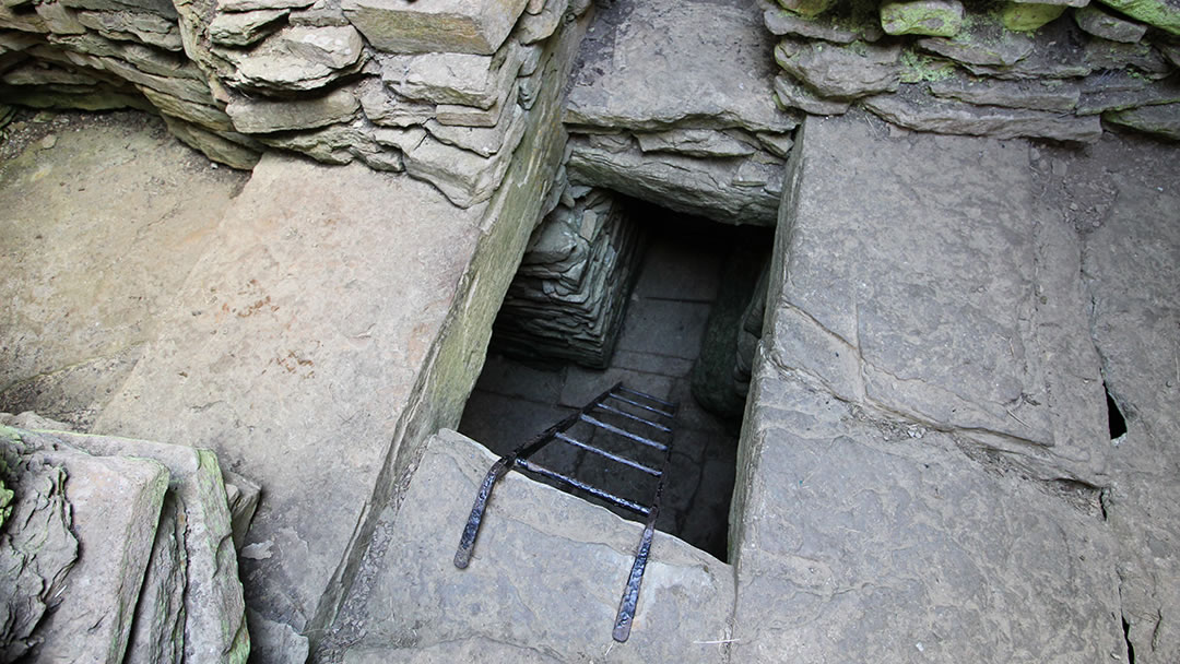 Taversoe Tuick in Rousay is a two-storied tomb