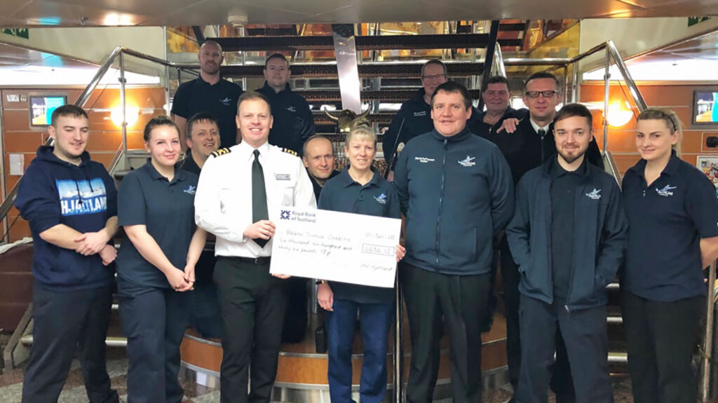 Kathryn Fullerton and the team from MV Hjaltland have raised £6,636.12 for The Brain Tumour Charity in 2019