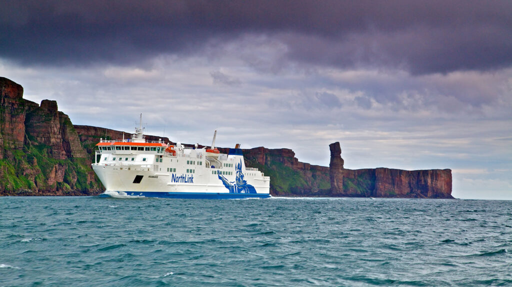 MV Hamnavoe is the only ferry to pass the Old Man of Hoy