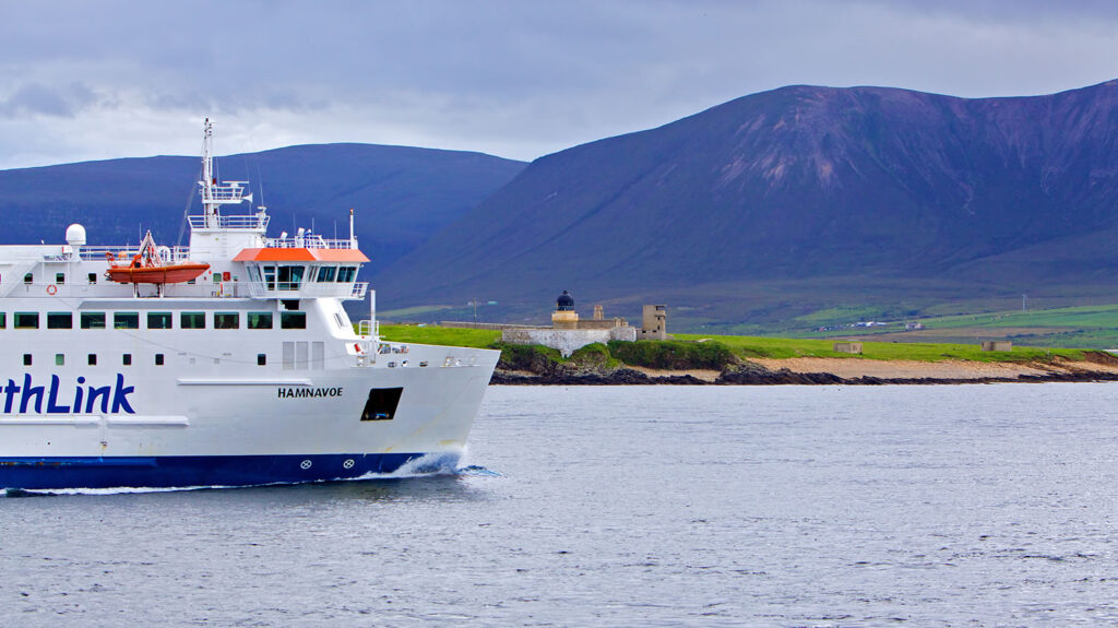 MV Hamnavoe sails to Orkney from the Scottish Mainland