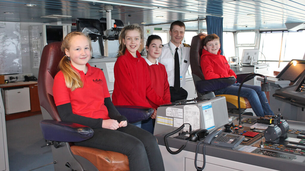 Stromness Primary School pupils recording the new safety announcement for MV Hamnavoe