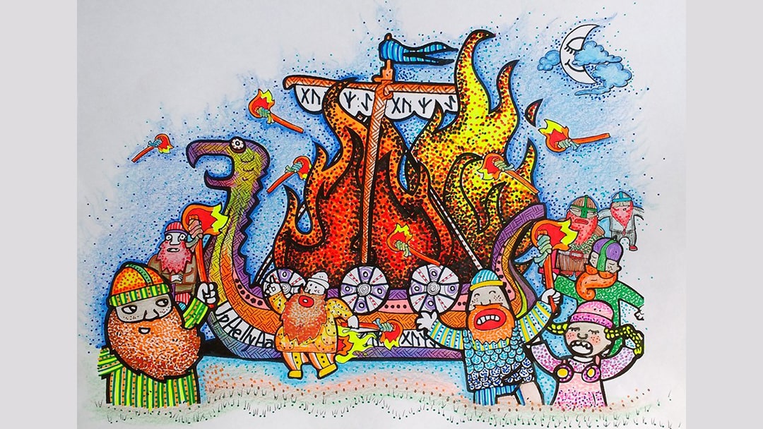 Children's Viking colouring competition with Burra Bears entry
