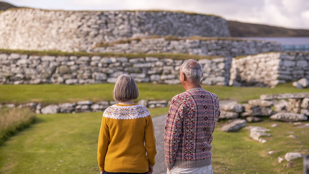 >Exploring Clickimin Broch in Lerwick, Shetland