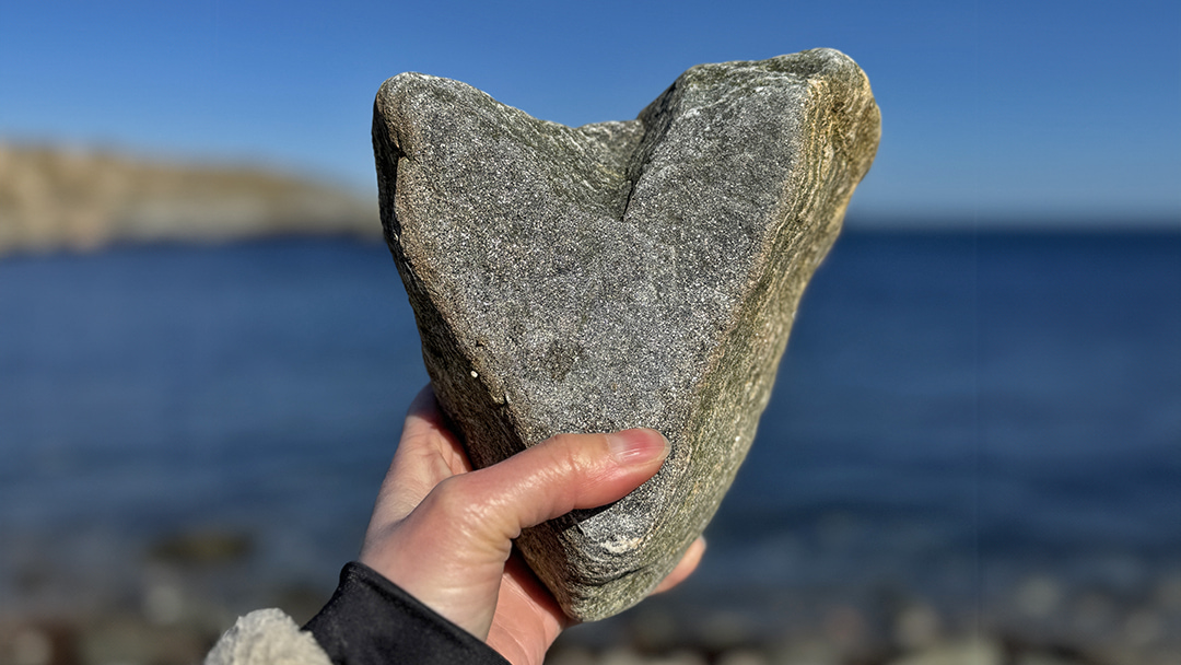 A heart-shaped stone found in Shetland