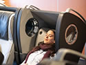 Resting in a sleeping pod