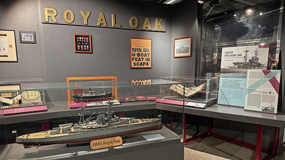 Exhibit about the Royal Oak inside the Scapa Flow Museum
