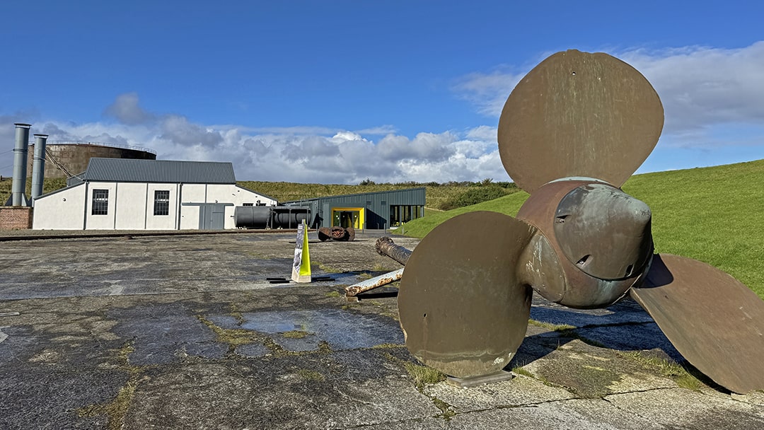 The propeller of the ill-fated HMS Hampshire outside Scapa Flow Museum