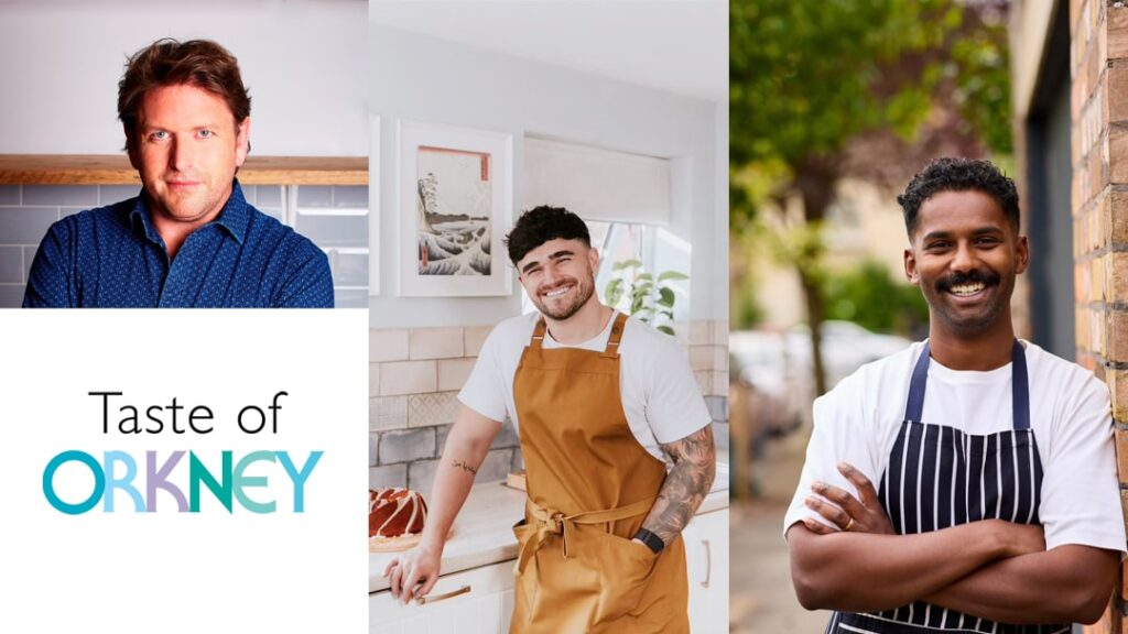 Celebrity Chef James Martin, Great British Bake Off 2023 champion Matty Edgell and BBC MasterChef 2024 winner Brin Pirathapan