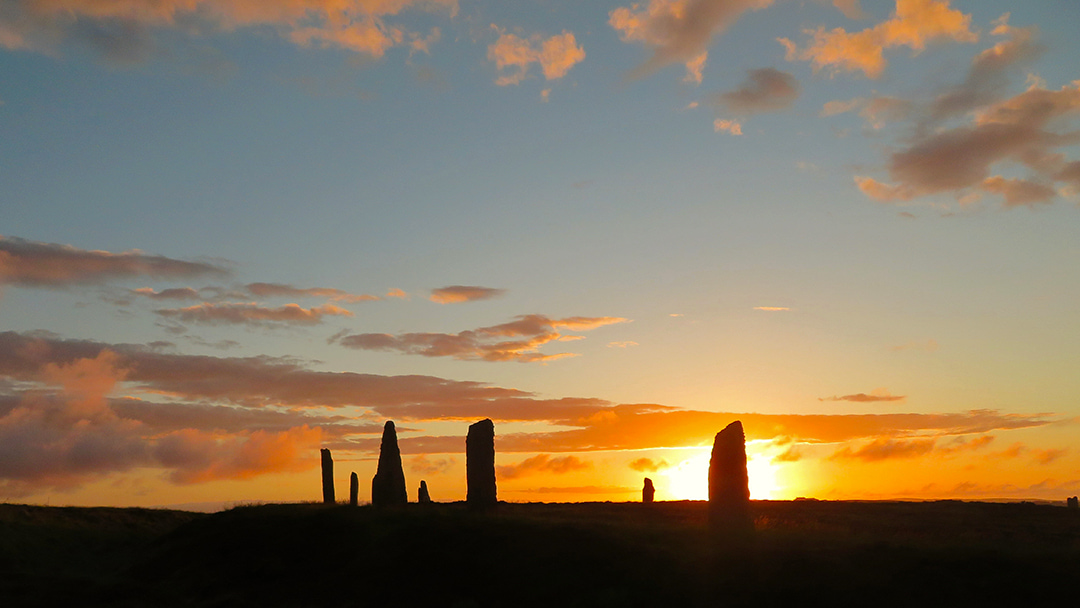 Exploring the Ring of Brodgar at sunset