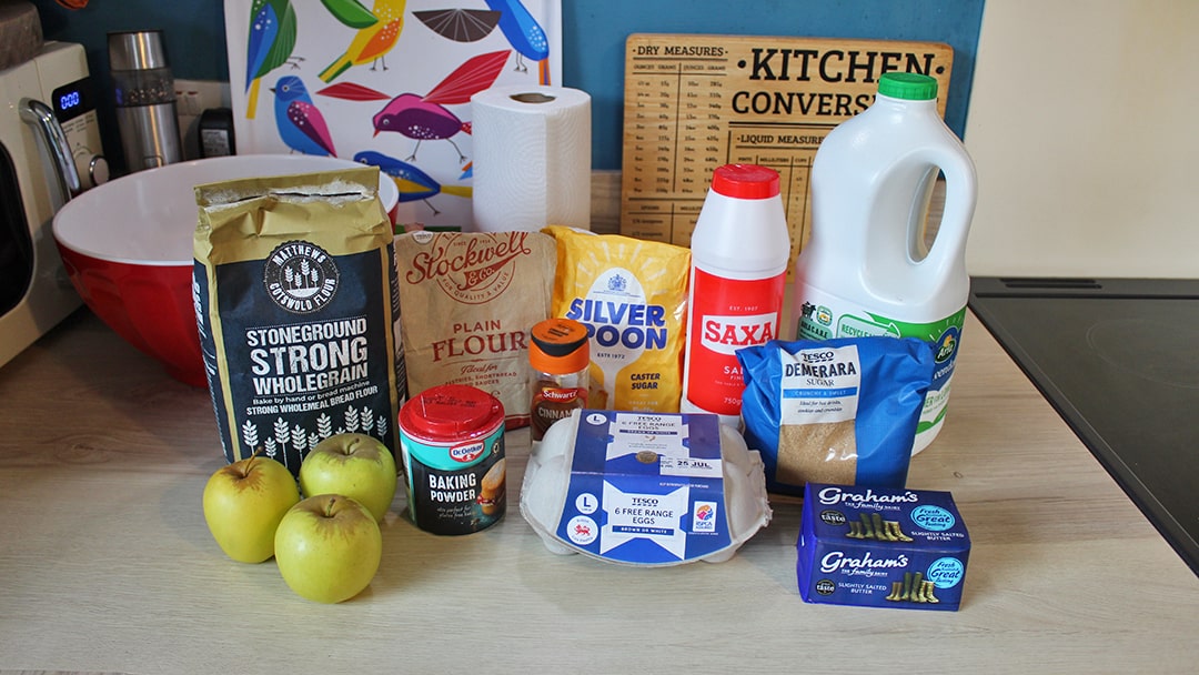 Ingredients for the Apple and Cinnamon muffins