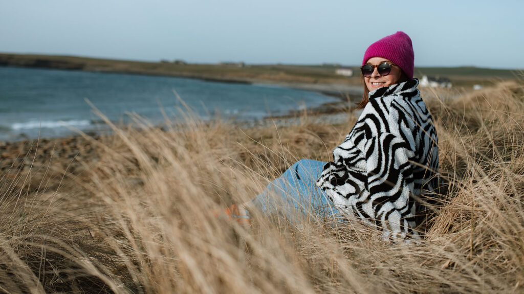 Relaxing at Skaill beach in the Orkney Islands