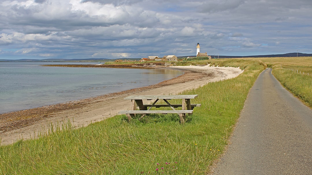 Walking past Sandside Bay in Graemsay, Orkney