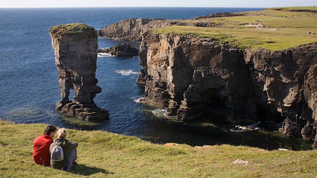 A quiet moment enjoying the view at Yesnaby Castle