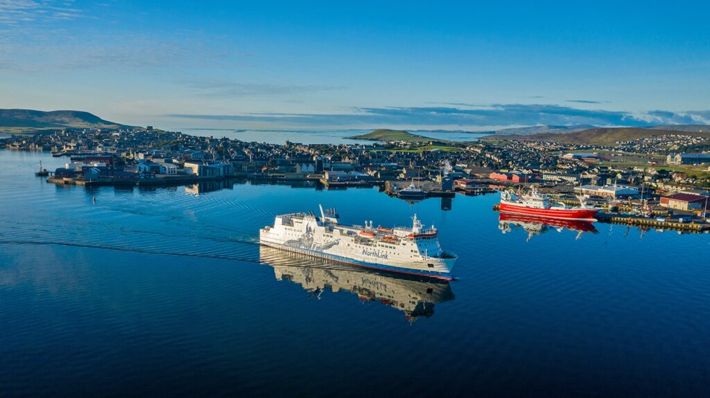 MV Hjaltland sailing into Lerwick