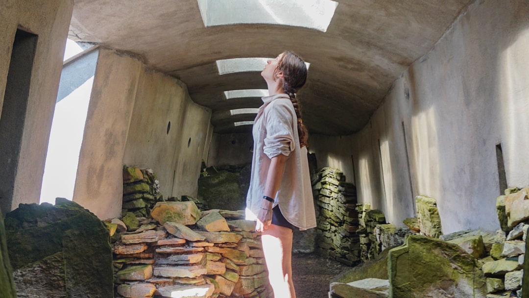 Inside Blackhammer Cairn on Rousay