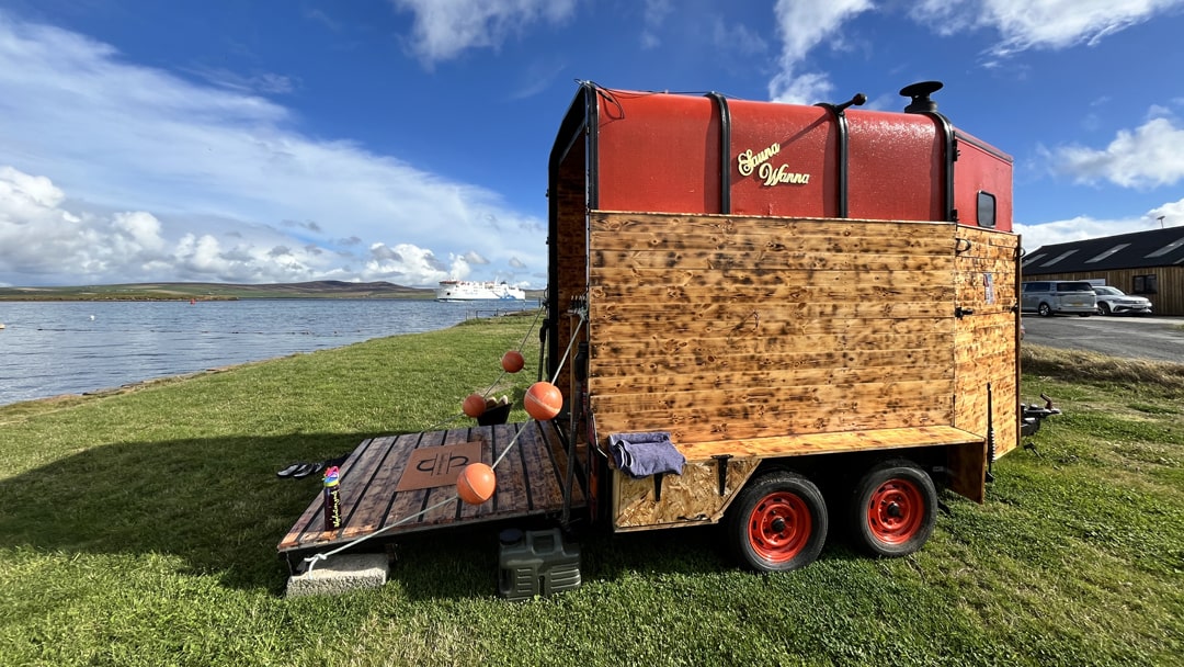 MV Hamnavoe spotting from Sauna Wanna