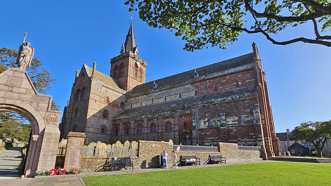 St Magnus Cathedral, which was built by Earl Rognvald in memory of his uncle