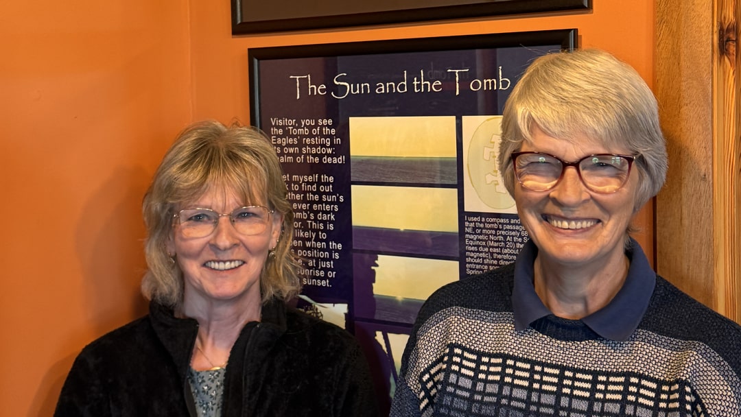 Freda and Kathleen at the Tomb of the Eagles