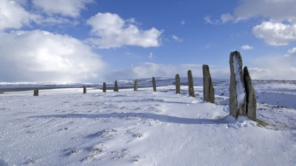 The Ring of Brodgar in the snow