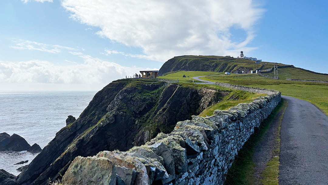 Sumburgh Lighthouse and the accessible lookout shelter