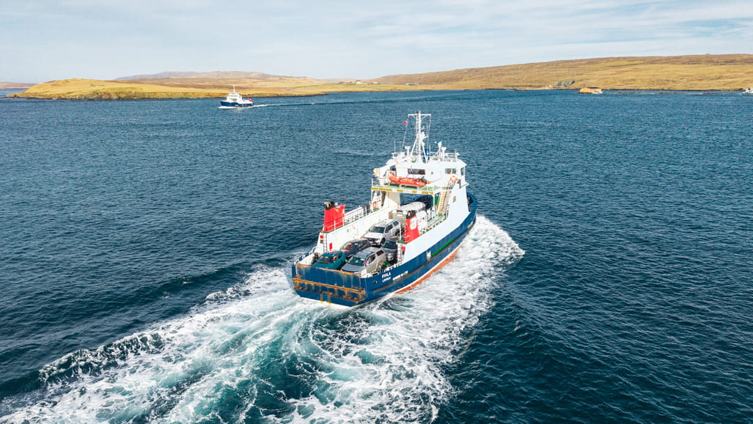 The Bluemull ferry crossing between Yell and Unst