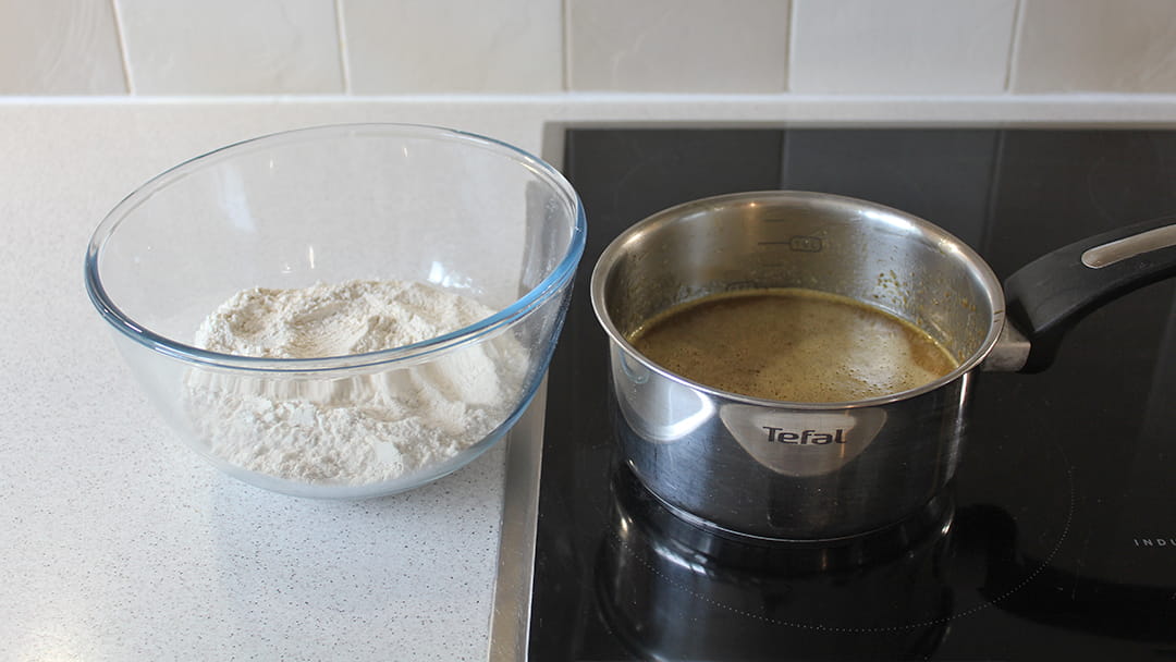 Add wet and dry ingredients together