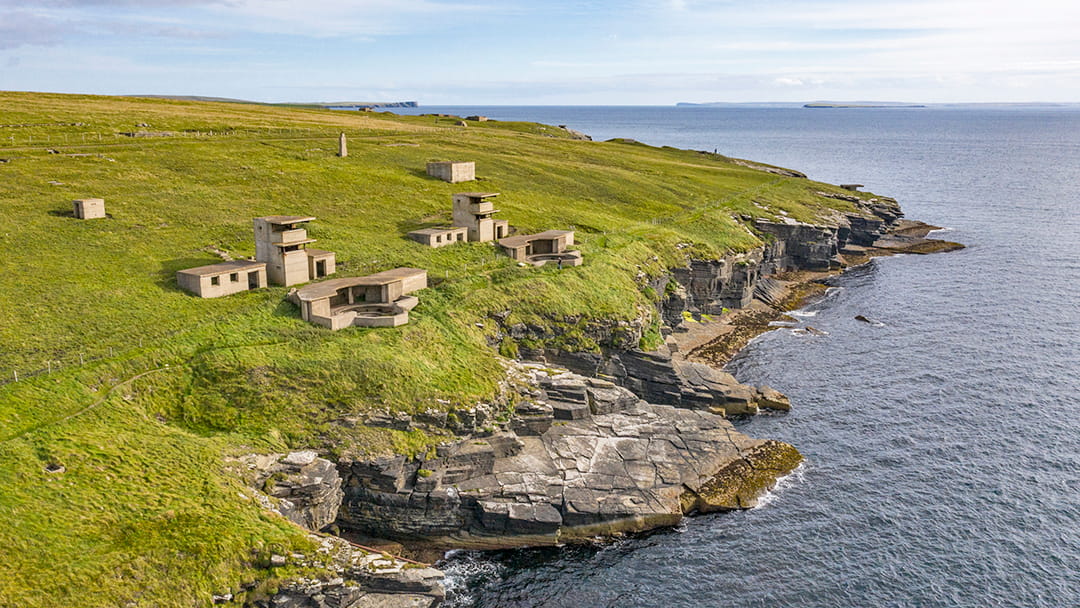 Wartime batteries at Hoxa Head
