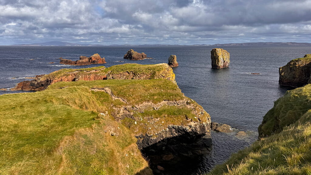 Sea stacks and coastal scenery on Papa Stour