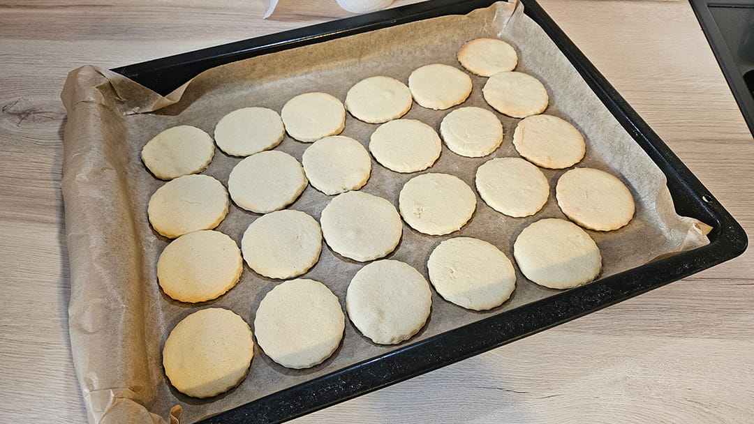 The baked biscuits fresh from the oven