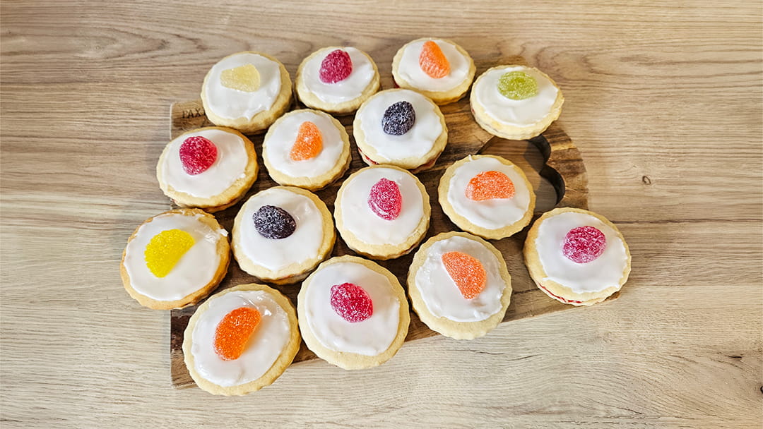 The completed Empire Biscuits, ready to eat