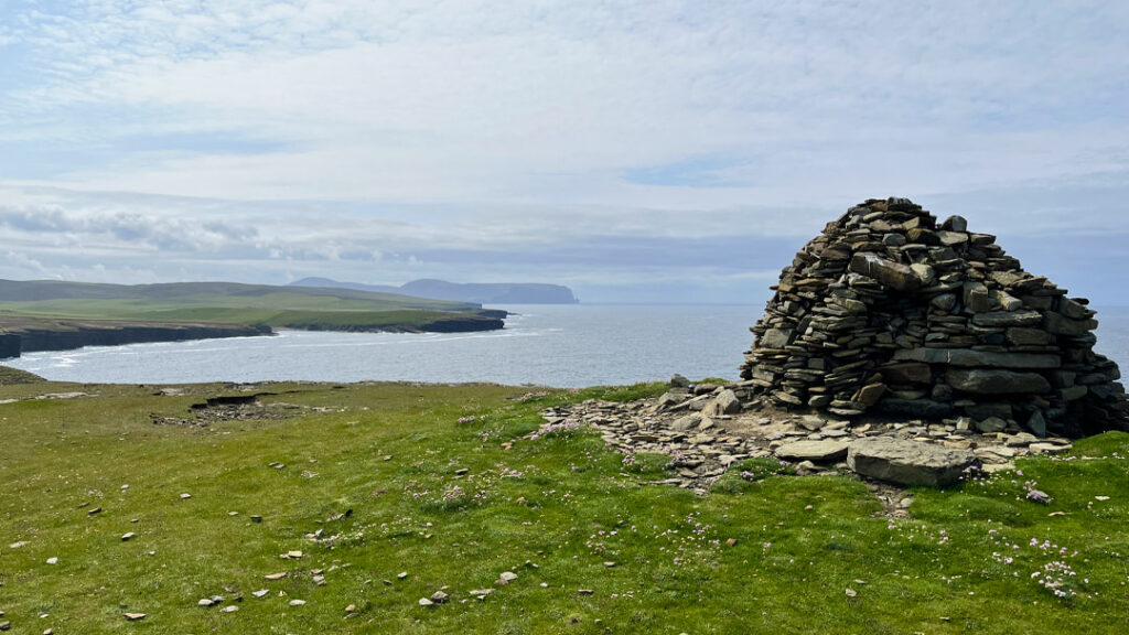Coastline looking towards Yesnaby with the Old Man of Hoy in the distance