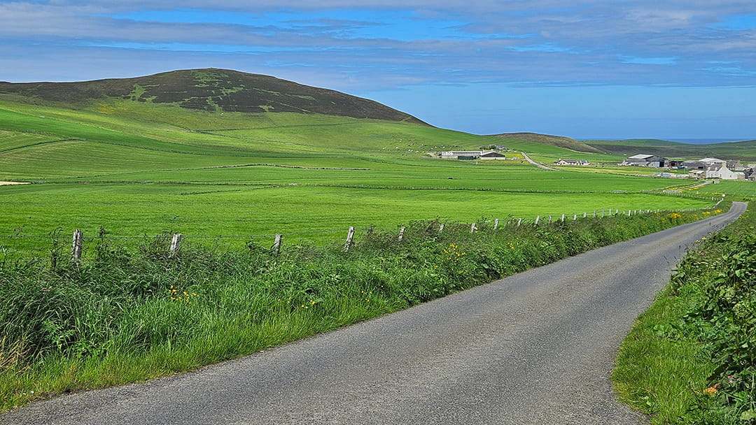 Cringlofiold and the valley of Kirbister outside Stromness
