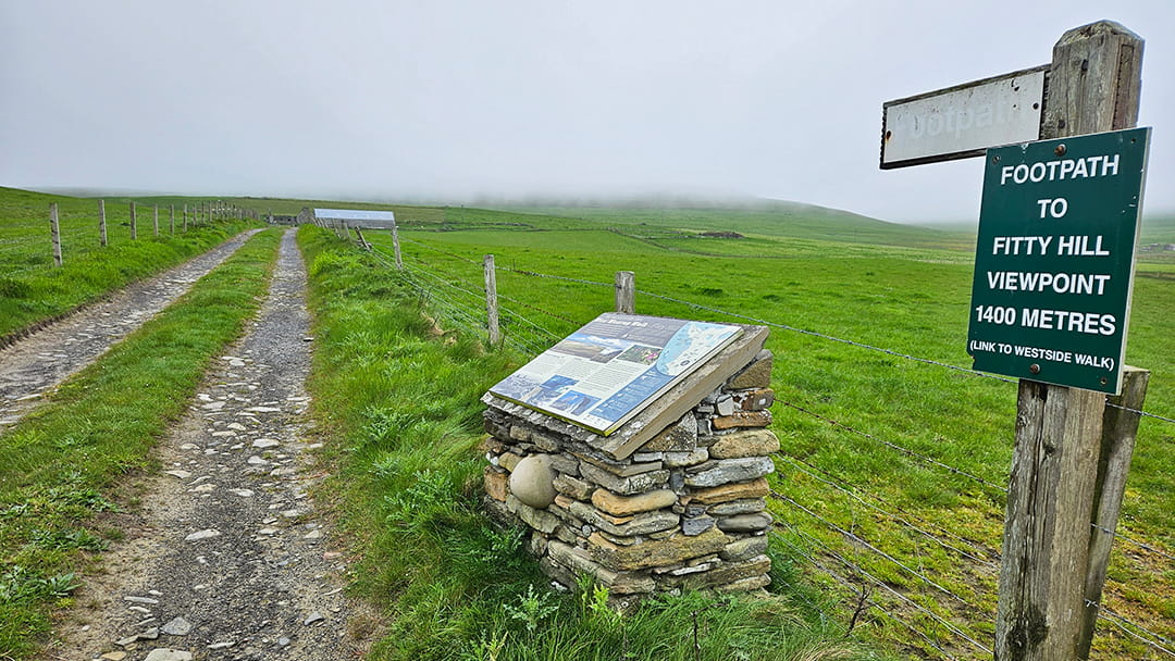 Looking up to Heatherbank and Fitty Hill on Westray