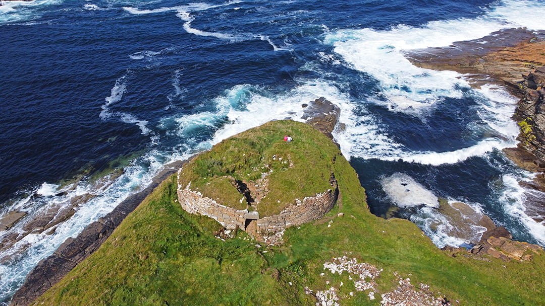 The Broch of Borwick sits uncomfortably close to the cliff edge