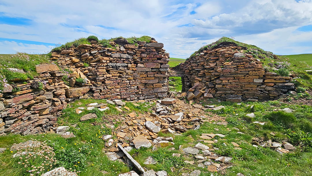 The ruined interior of the Broch of Borwick