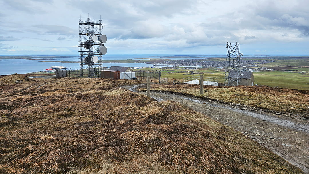 The summit of Wideford Hill looking out onto Kirkwall