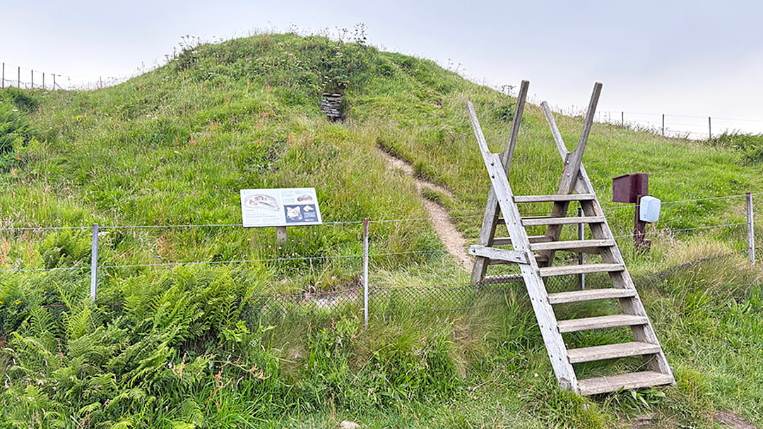 The exterior of Cuween Hill Chambered Cairn