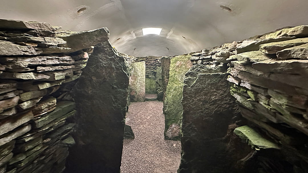 The interior of Unstan Chambered Cairn in Orkney