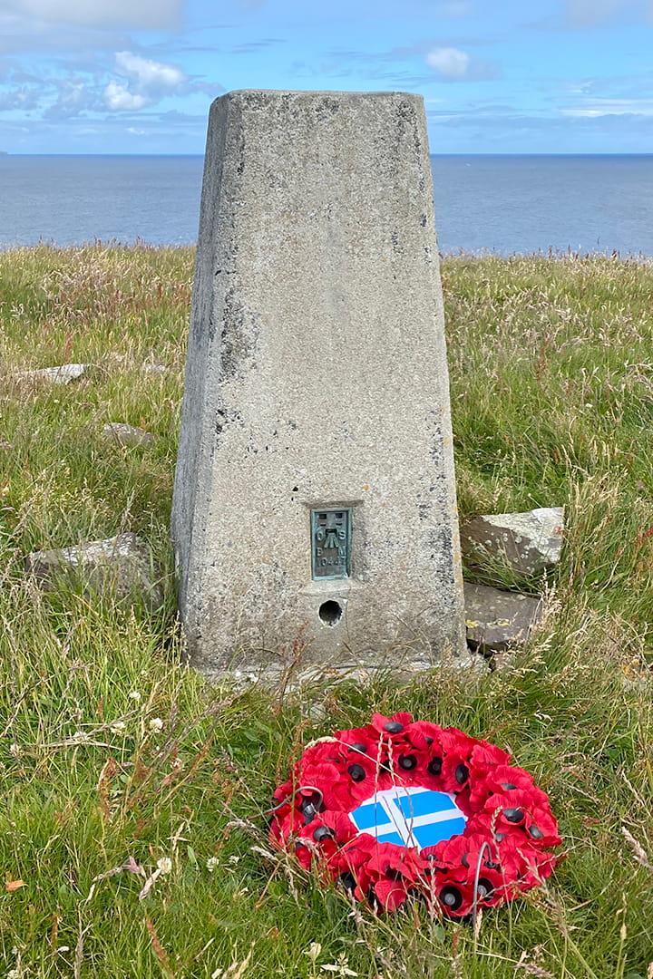 Trig point looking out to H.M.S. Cheerful wreck site