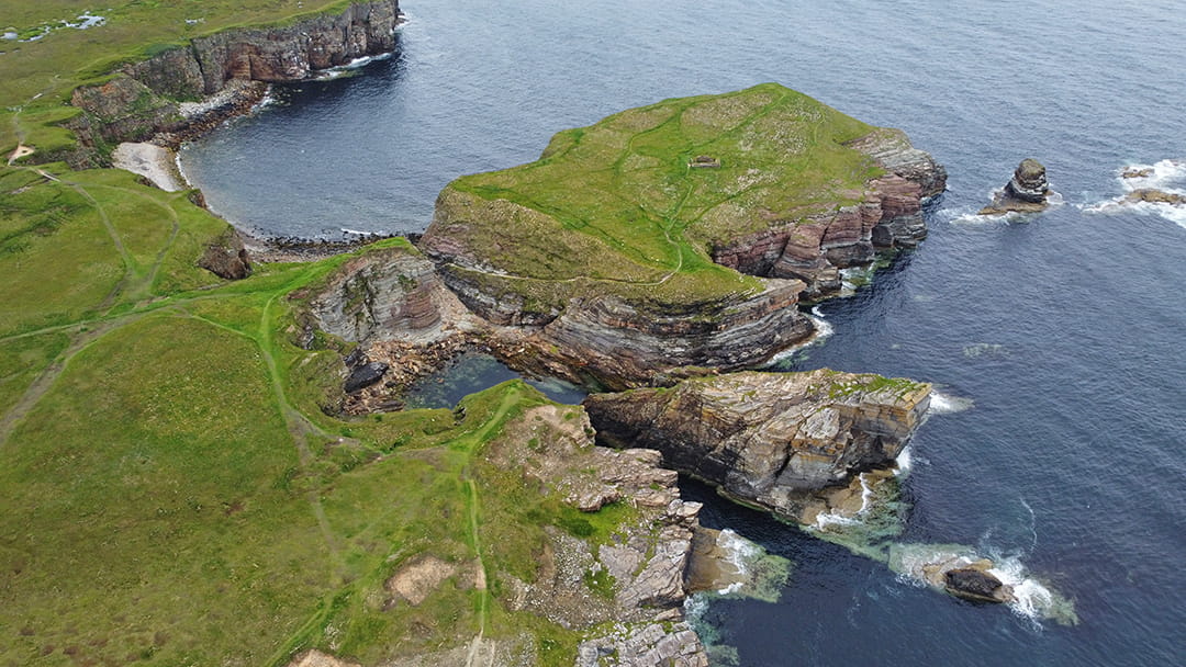 The Brough of Deerness as seen from above