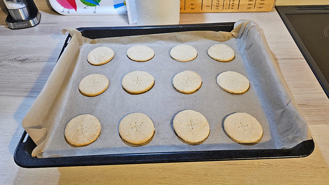 The lightly golden biscuits fresh from the oven