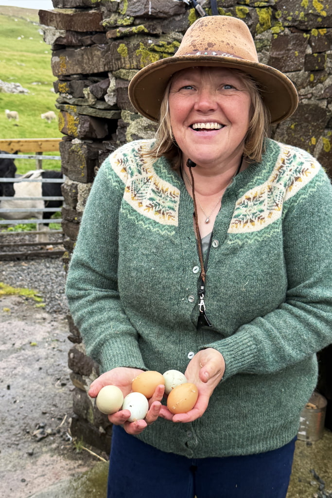 Heather Davidson at Sunshine Shetland Oo Croft